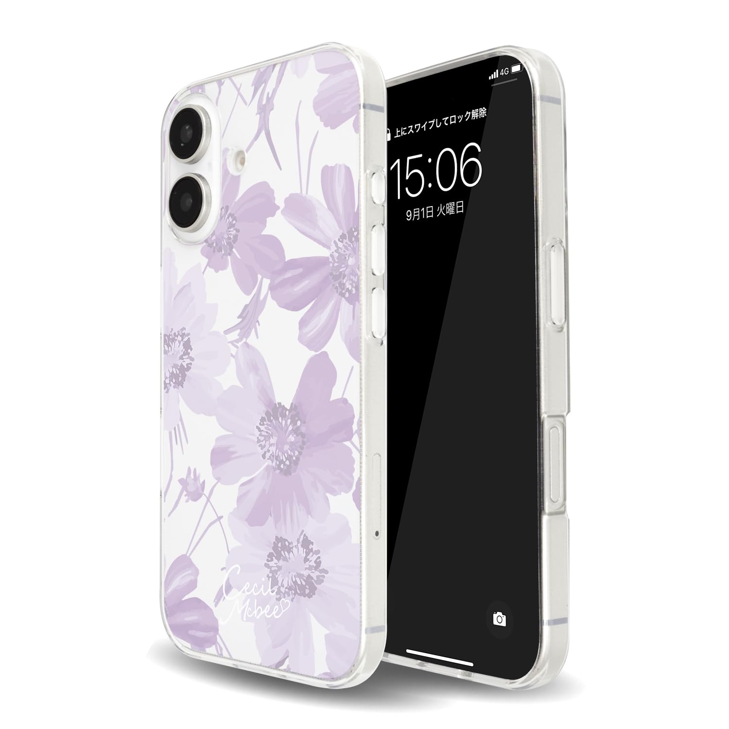 Amazon.co.jp: CECIL McBEE 正規品 iPhone 16 ケース 花柄 クリア